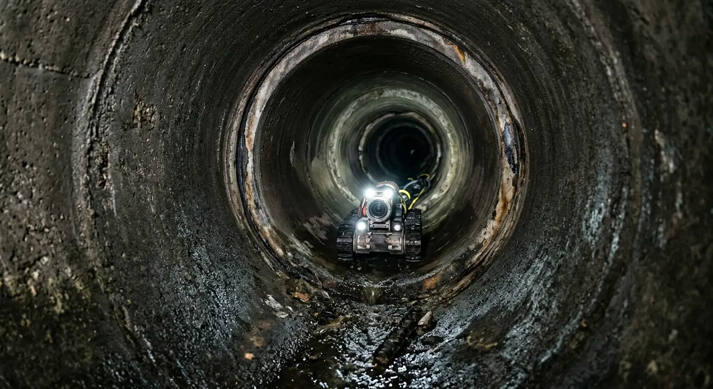 Robotic sewer camera inspecting pipe interior for Sewer Line Repair in Pittsburg